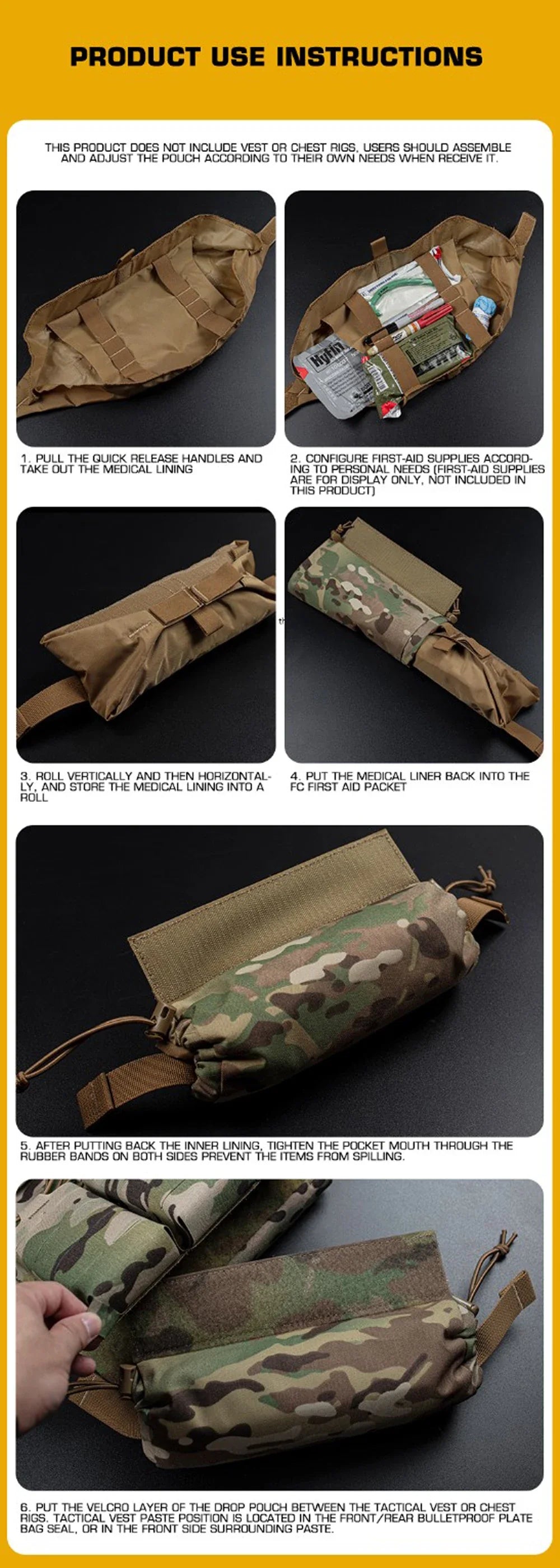 Tactical Trauma Pouch Roll 1 – IFAK Individual First Aid Kit EDC Medical Rapid Belt Bag for Airsoft, Hunting & Plate Carrier Gear