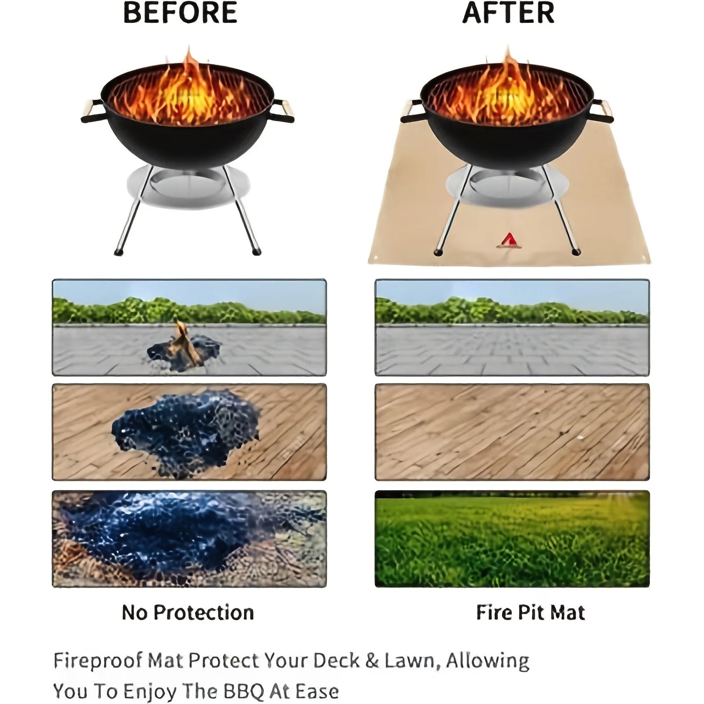 Outdoor Camping & BBQ Fire Protection Mat – High-Temperature Iron Fire Retardant Carpet for Picnic, Barbecue & Indoor Use