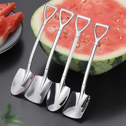 20/2x Stainless Steel Mini Shovel Spoons - Gold and Silver Coffee, Tea, Dessert, Ice Cream Scoops - Kitchen Tableware Set