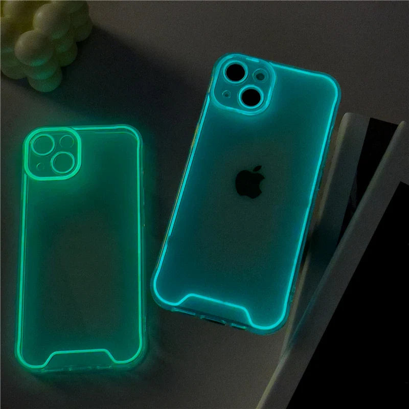 Glowing Silicone Night Light Case for iPhone 14/13/12/11/15 Pro Max - Luminous Soft Cover for Enhanced Visibility