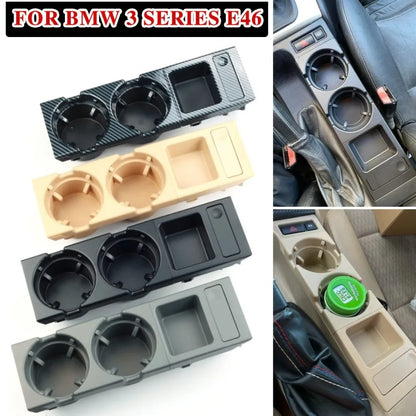 Double Hole Front Center Console Storage Box – Coin & Cup Holder for BMW E46 1999-2006 (51168217953)