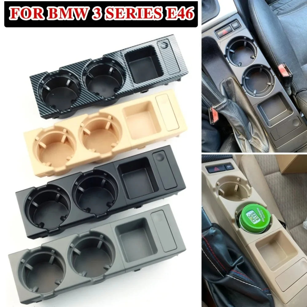 Double Hole Car Storage Box – Coin & Cup Holder for BMW E46 Series 1999-2006, Front Center Console, OEM 51168217953