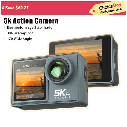 4K 5K Action Bicycle Camera with Electronic Stabilizer – WiFi Sport Helmet Video Recorder Compatible with GoPro
