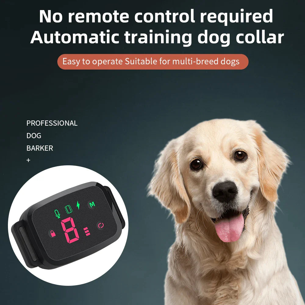 Smart Automatic Anti-Barking Dog Collar: HD Digital Display, IP67 Waterproof - Rechargeable Bark Stopper
