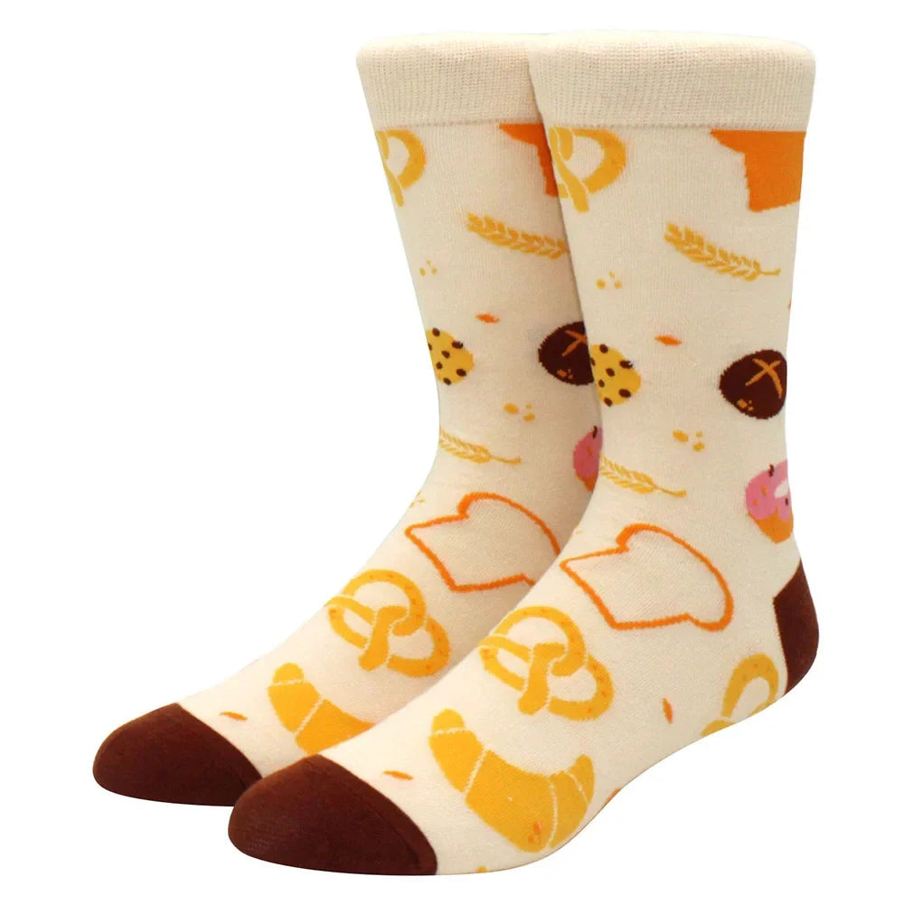 Men’s & Women’s Funny Beer Rainbow Socks – Skateboard Striped Pig Hip Hop Colorful Mid-Rise Casual Crew Cotton Socks, Unisex Fashion Novelty Socks