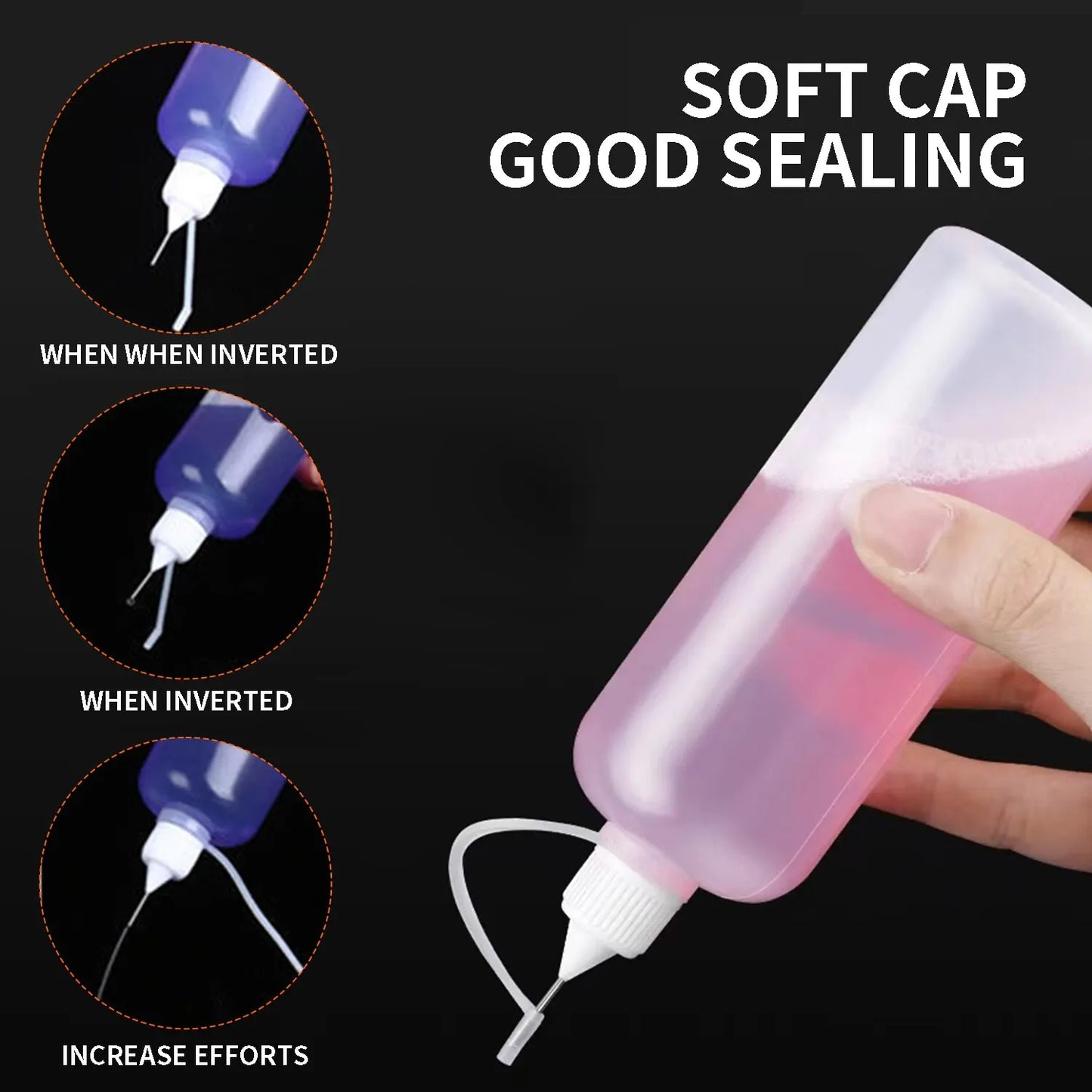 5 Pcs Needle Tip Glue Bottle - Squeeze Plastic Bottle with Dispensing Needle, Sealing Cap, Liquid Flux Dispenser Applicator