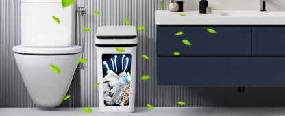 2-Pack 12L Touchless Automatic Trash Cans – Motion Sensor Slim Bins with Lids for Bathroom, Bedroom, Office (White)