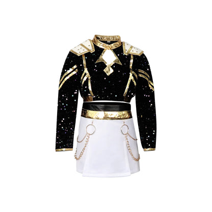 Kids Cosplay Costume – Black & Gold Idol Role-Playing Outfit for Girls