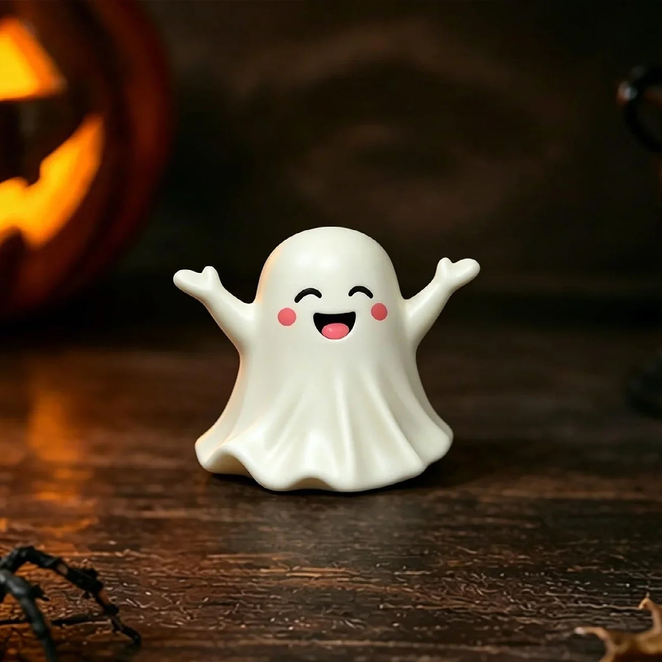 Middle Finger Ghost Statue - Cute Halloween Horror Figurine for Coffee Table & Home Decor