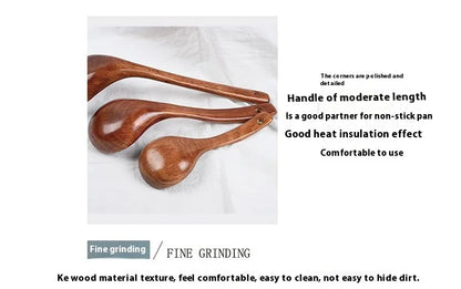 Non-Stick Wooden Cooking Spoon — Solid Anti-Scalding Soup Ladle for Daily Kitchen Use