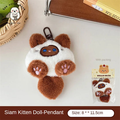Cute Plush Cat Doll Pendant – Backpack Charm & Couple Bag Keychain Decorative Gift for Girls
