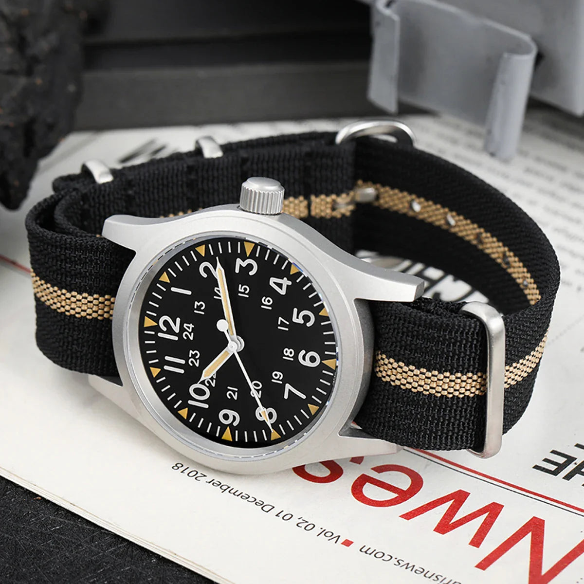 Militado ML05 Vintage Quartz Watch 38mm with VH31 Movement, Domed Sapphire Crystal, AR Coating & Luminous Dial