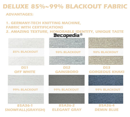 Decopedia Custom Zebra Blinds – Day & Night Blackout Roller Shades with Square Valance for Windows & Sliding Doors