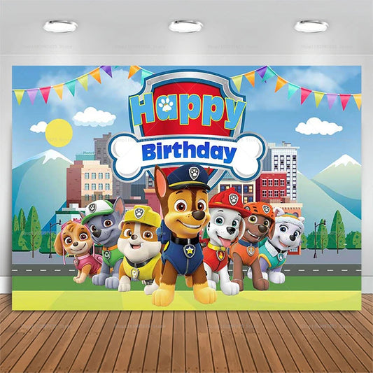 Paw Patrol Birthday Party Backdrop – Kids Party Decorations, Photography Background & Baby Shower Banner