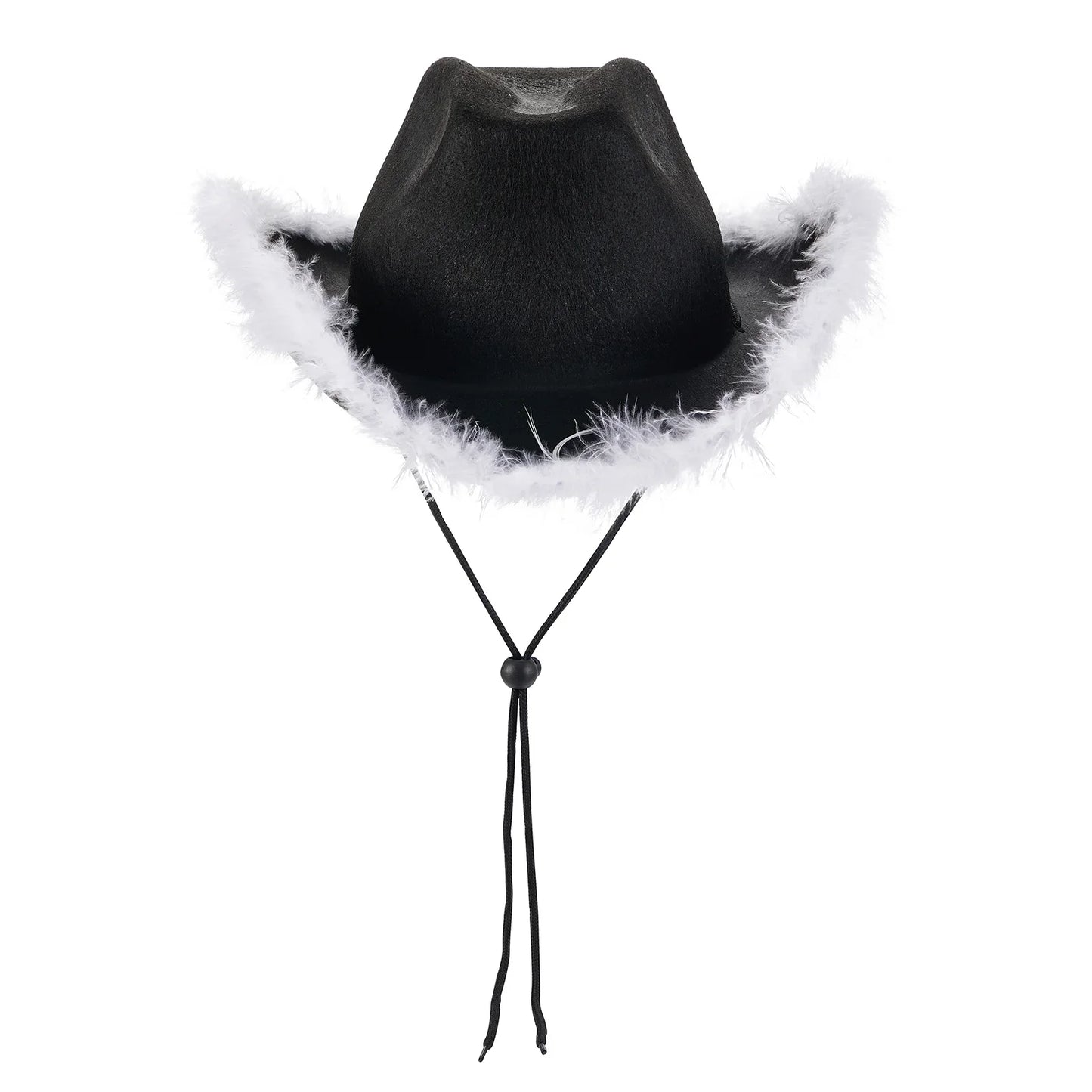 Women's Cowboy Hat – Wide Brim Solid Color with Furry Trim for Parties & Outings