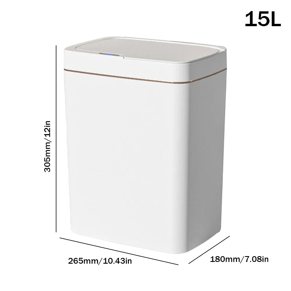 15/18L Smart Sensor Trash Can — Waterproof Touchless Automatic Motion Trash Bin for Kitchen & Bathroom