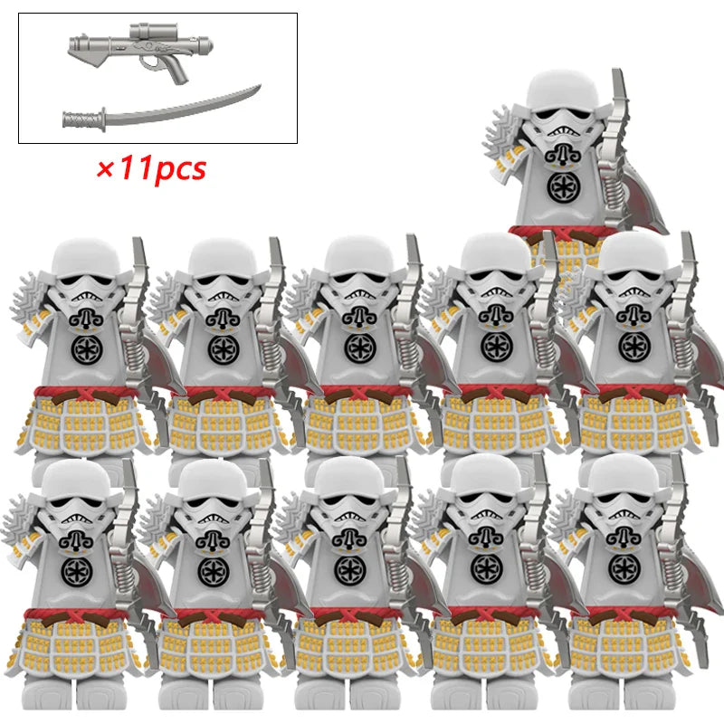Storm Samurai Trooper Figure – White Soldier Articulated Action Toy with Pistol & Katana DY325 DY Minifigs