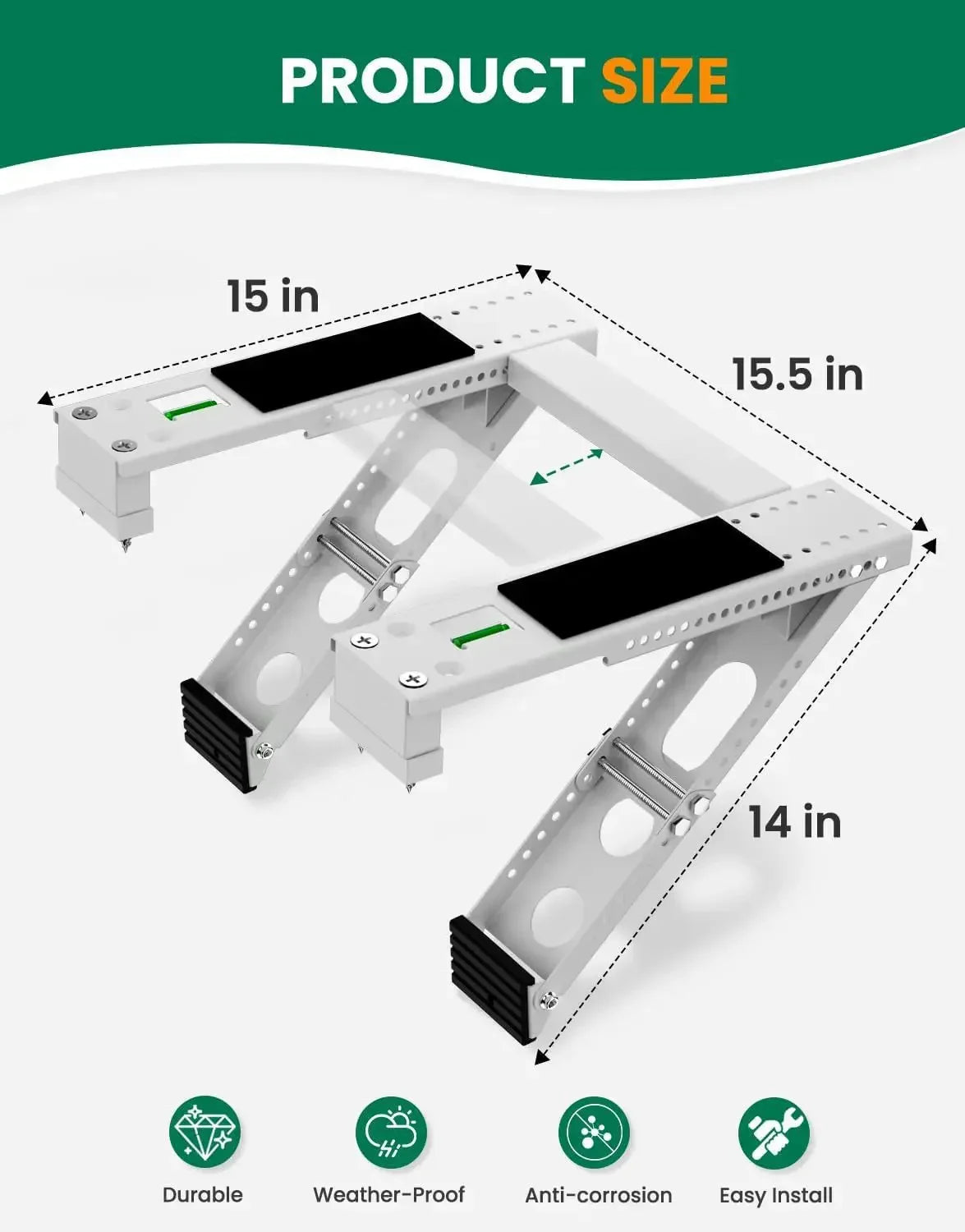 Heavy Duty Foldable AC Wall Mount Bracket – Universal Window Air Conditioner Support Stand, Max Load 200kg Outdoor Installation Rack