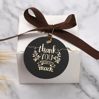 50PCS 4.5cm Bronzing Round Garment Tags – “Thank You” Paper Hang Tags for Clothing, Shoes, Packaging & DIY Crafts