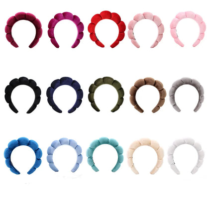 Velvet Sponge Spa Headband – Wide Padded Makeup & Face Washing Hairband for Skincare, Shower & Beauty Routine for Women & Girls