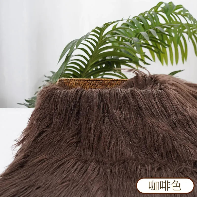 25x45cm Long Hair Faux Fur Fabric — DIY Animal Suit, Doll Hair, Beard Craft Material for Patchwork, Garment Sewing Accessories