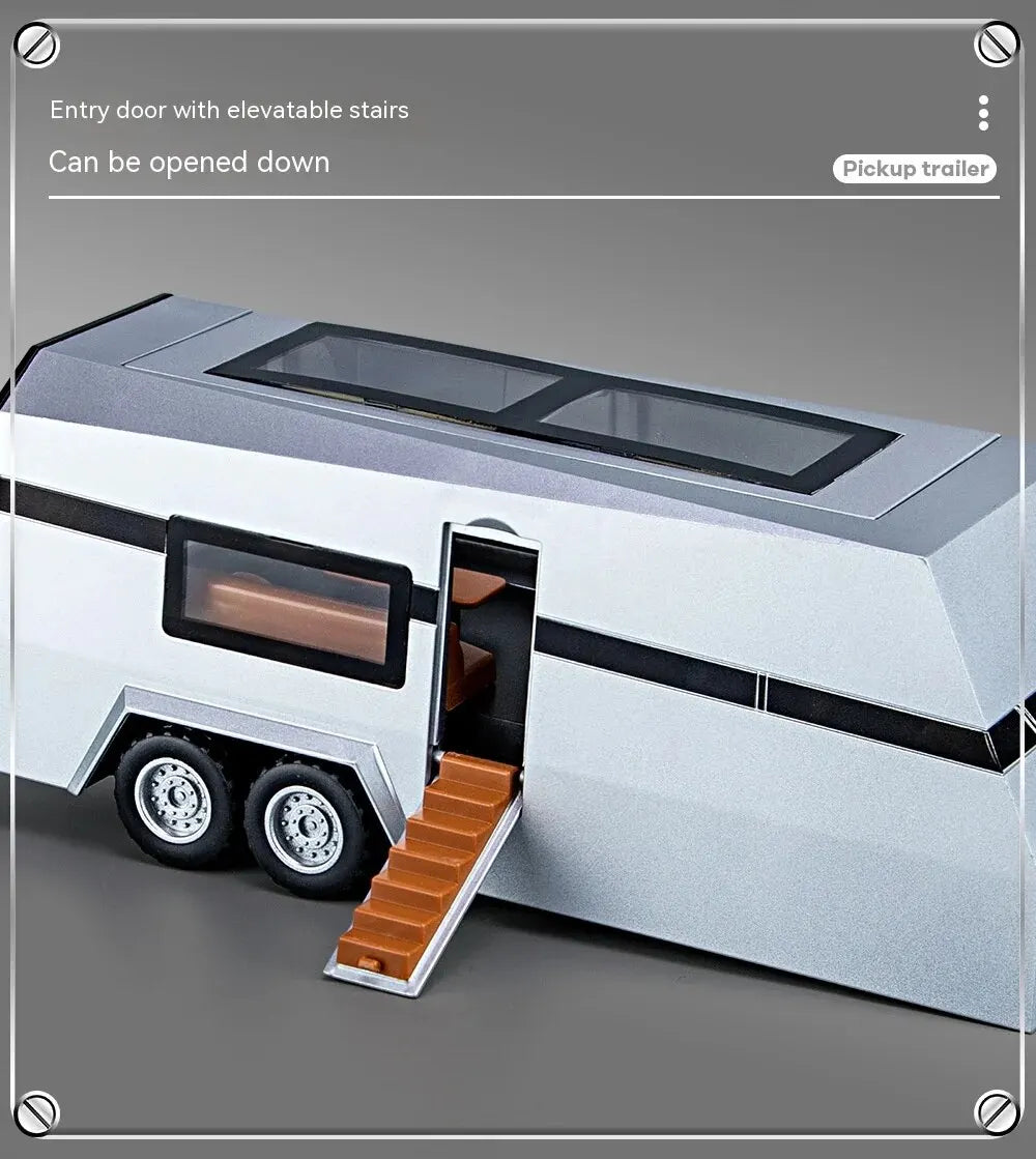 1:32 Cybertruck Diecast Toy Truck for Boys – Silver Pickup with Sound & Light, Metal Model Car for Kids Age 3+