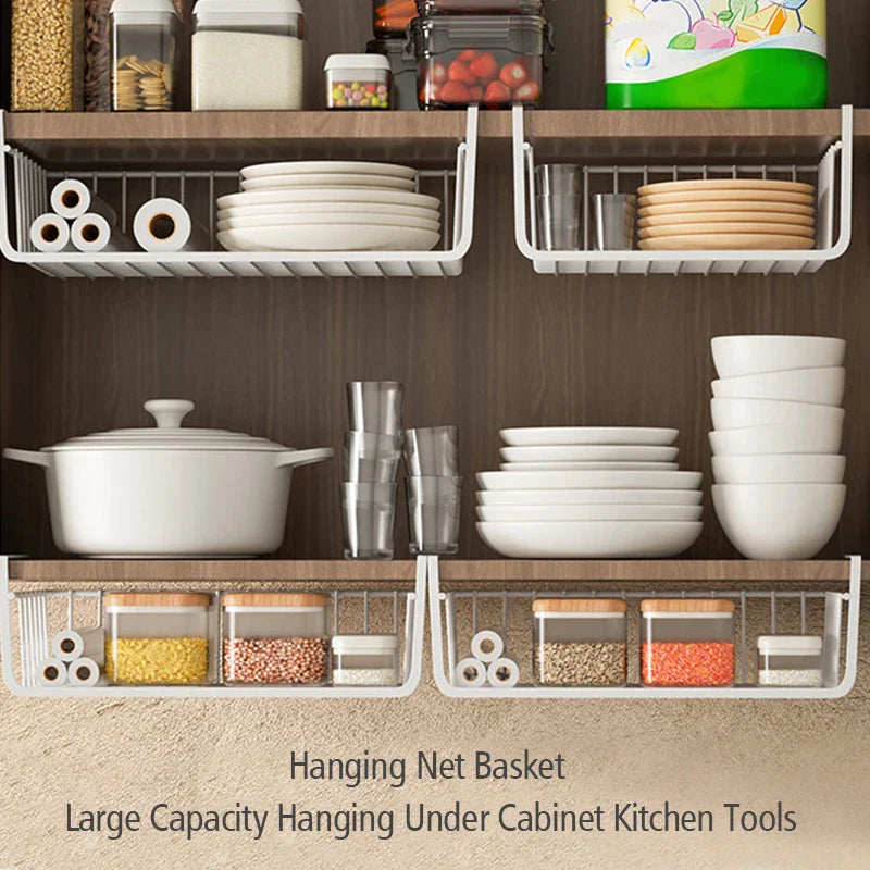 Metal Hanging Kitchen Storage Rack | Multifunctional Layered Book Organizer for Dormitories and Offices