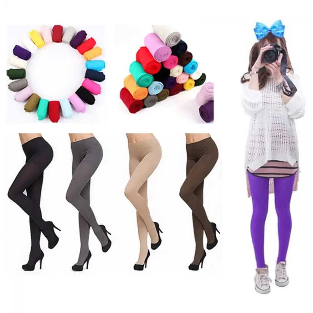 Women’s Black 120D Opaque Tights – Seamless Warm Nylon Pantyhose, Thick Winter Stockings for Spring & Autumn Footed Legwear
