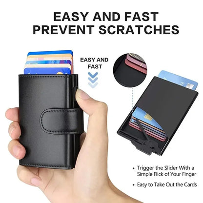 RFID Microfiber Leather Men’s Trifold Wallet – Slim Fashion Card Holder with Coin Pocket and Money Bag