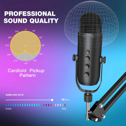 Haomuren USB Podcast Microphone Kit – Cardioid Condenser Mic with Boom Arm for Streaming, Recording, YouTube & PC Studio Use