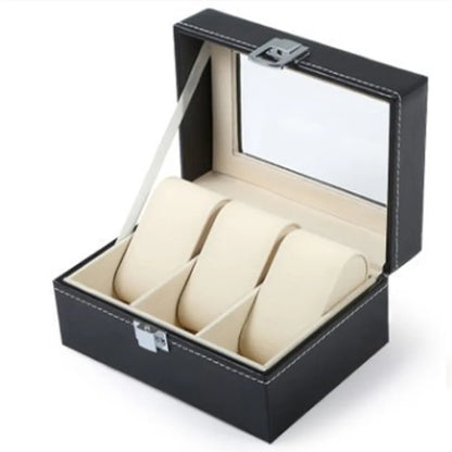 PU Leather Watch Organizer Box — Travel & Display Case Tray for Women’s Watch Collection Storage
