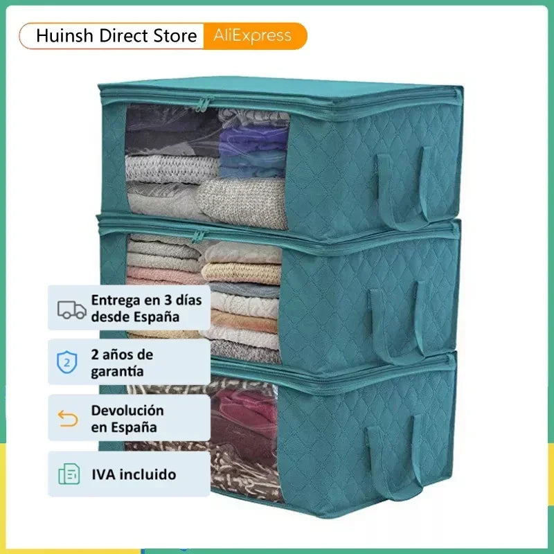 Large Capacity Foldable Clothing Storage Box — Non-Woven Fabric Organizer with Zipper for Quilts and Clothes