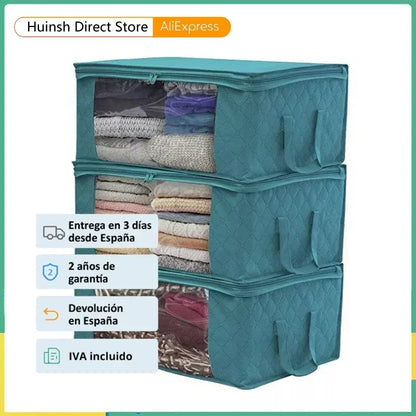 Large Capacity Foldable Clothing Storage Box — Non-Woven Fabric Organizer with Zipper for Quilts and Clothes