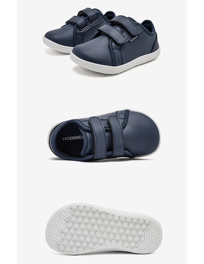 HOBIBEAR Kids Barefoot Shoes – Wide Toe Minimalist Lightweight Sneakers with Hook & Loop Artificial Leather for Boys and Girls