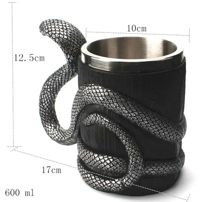 Viking-Style Wooden Beer Mug – Insulated Metal Barrel Cup for Drinks (1PCS)