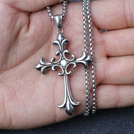 European & American Retro Gothic Cross Necklace – Unisex Hip-Hop Fashion Pendant for Men & Women, Street Style Trendsetter Jewelry Accessory