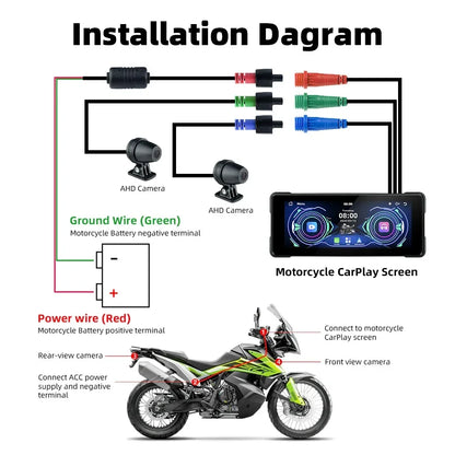 7-Inch Motorcycle GPS Navigation with Wireless Apple CarPlay & Android Auto – Waterproof Touchscreen Display, BT Connectivity, IPX7