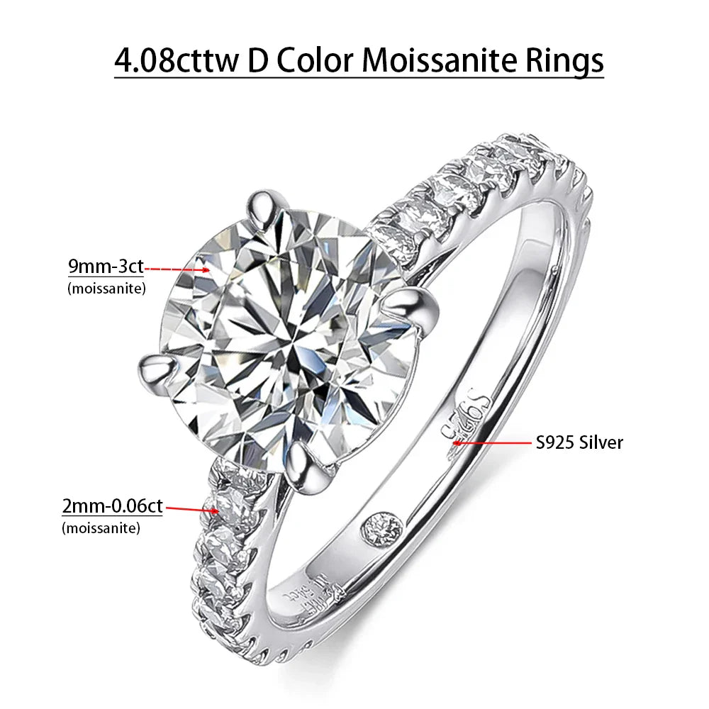 Serenity D Color VVS1 Moissanite Row Ring 1.4cttw — 100% S925 Sterling Silver Lab Diamond Ring for Women, 18K Plated Anniversary Gift