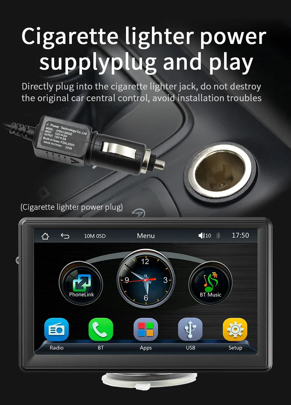 Universal 7-Inch Car Radio Multimedia Player – Wireless CarPlay & Android Auto Touchscreen with Sun Visor B500