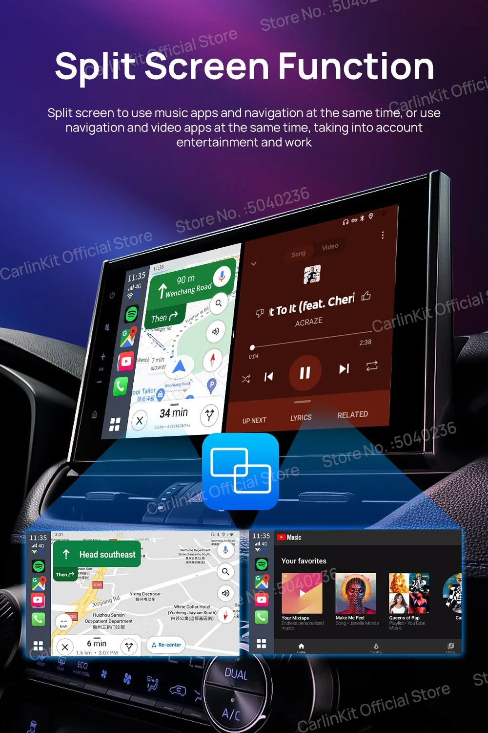CarlinKit Android 13 AI TV Box – 8-Core Wireless CarPlay & Android Auto with Split Screen, 64G/128G for Netflix, YouTube, Play Store