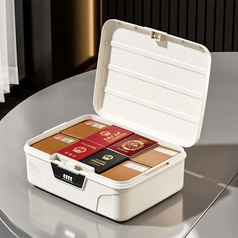 Four Digit Password Lock Safe Box – Portable Organizer for Passport, Medicine, Cash, Jewelry & Privacy Security Storage