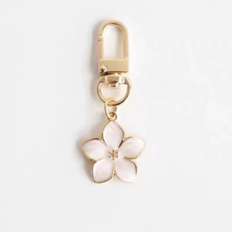 White Pear Blossom Keychain — Cute Couple Matching Keyrings & Boutique Accessories