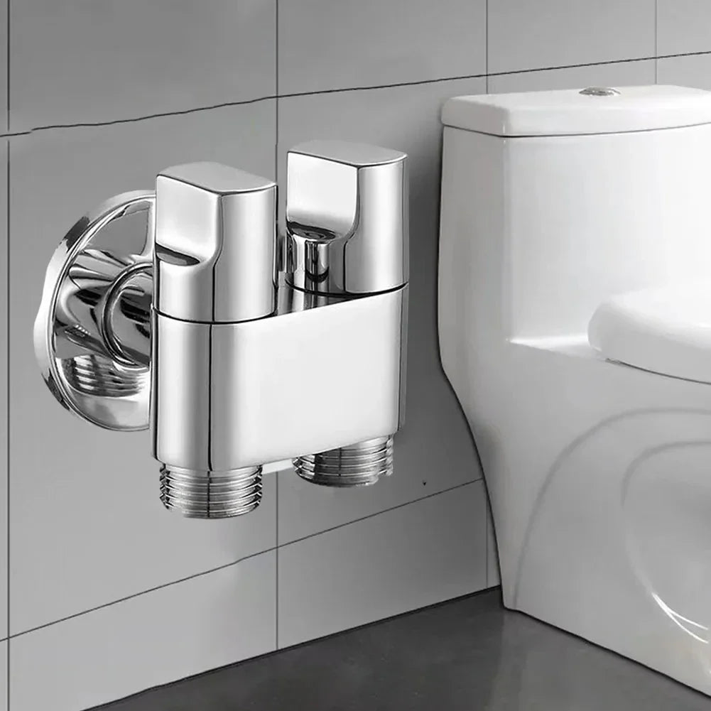 Double Control Washing Machine Faucet - Dual Outlet Triangle Valve Water Tap for Toilet and Washing Machine Connection