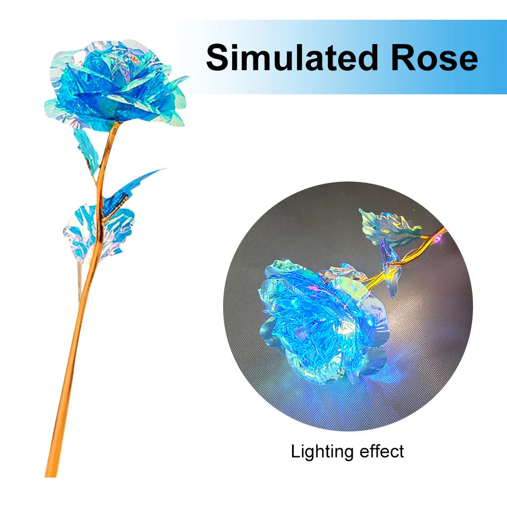 LED 24K Foil Plated Roses – Valentine's & Mother's Day Gift, Artificial Flower Decor, Romantic Wedding & Lover Lighting