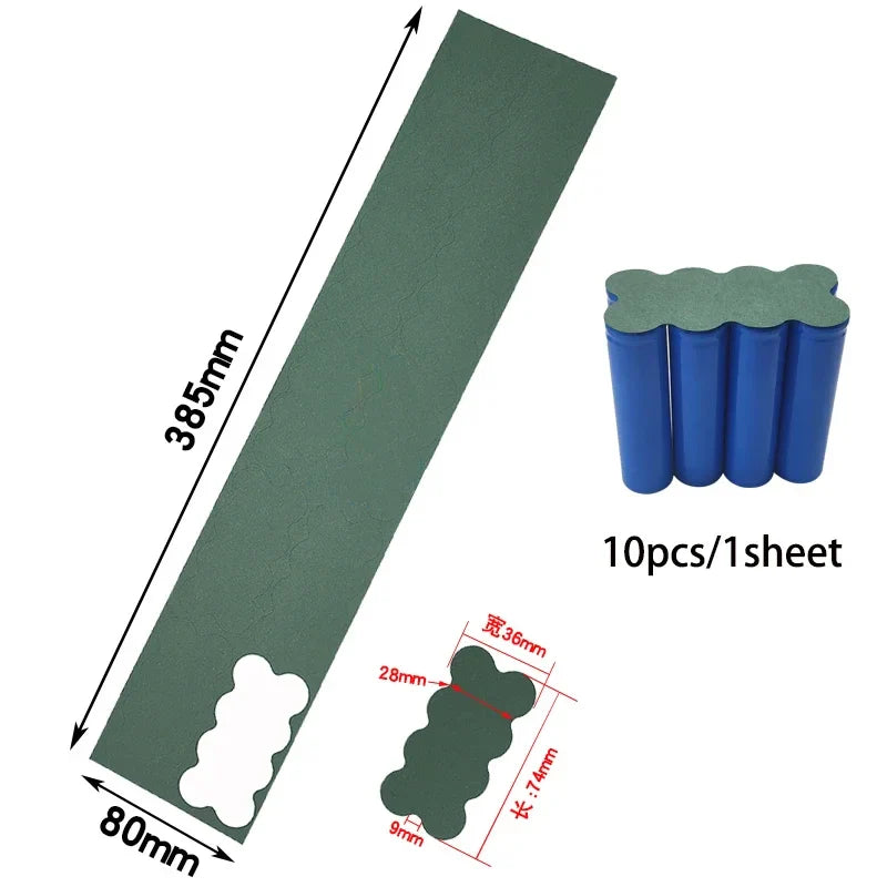 2-6P Hollow & Solid 18650 Li-ion Battery Insulating Gaskets – Positive Pole Protective Stickers with Highland Barley Paper Design