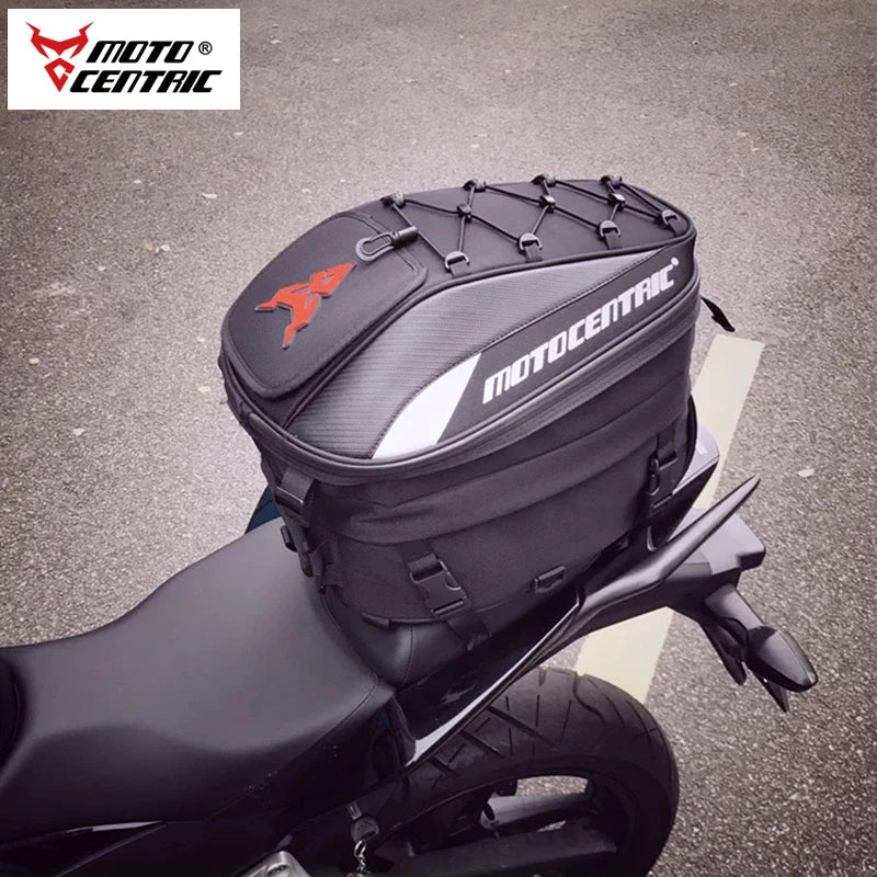 MOTOCENTRIC Waterproof Motorcycle Back Seat Bag - Multifunctional Tail Bag, Rear Seat Helmet Bag, Moto Rider Backpack