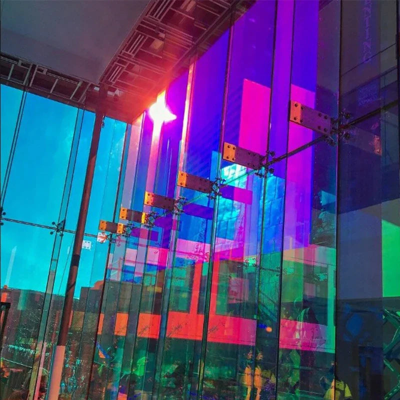 Multi-Size Colorful PET Rainbow Window Film: Chameleon Window Tint Iridescent Film - Self-Adhesive Stained Glass Film for Home Décor