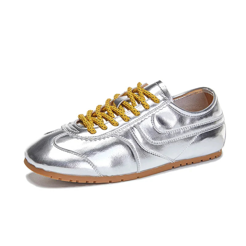 2025 New German Training Shoes for Women, Genuine Leather Lace-up Sneakers, Retro Flat Forrest Gump Style, Large Size