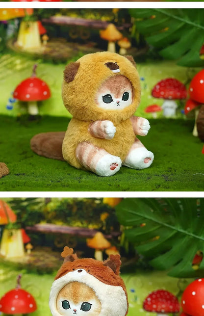 Kawaii Mofusand Shark Cat Keychain — Cartoon Cross-Dressing Doll Pendant for Backpack Decor