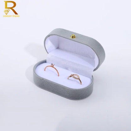 Velvet Jewelry Ring Box — Double Ring Organizer Trinket Box for Wedding & Gift